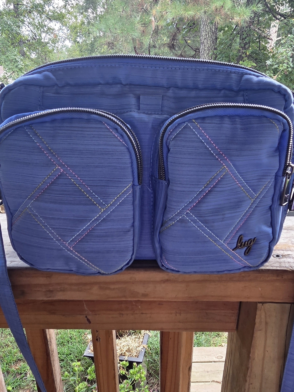 lug Blue Crossbody Messenger Bag with Dual Front Pockets